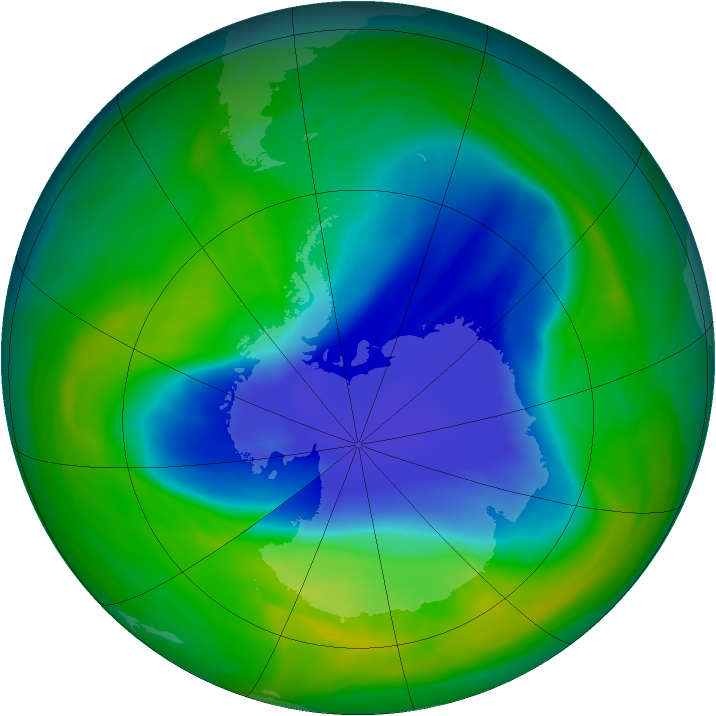 Antarctic ozone map for 13 November 2004